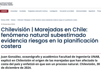 UNAB | Chilevisión | Marejadas en Chile: fenómeno natural subestimado evidencia riesgos en la planificación costera