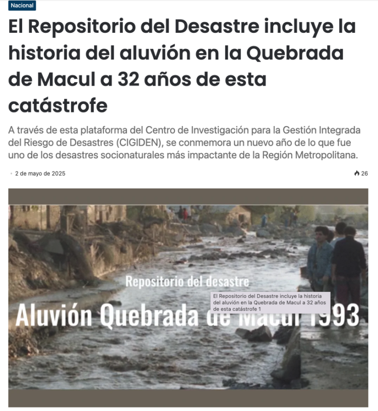 Radio Comunicativa | El Repositorio del Desastre incluye la historia del aluvión en la Quebrada de Macul a 32 años de esta catástrofe