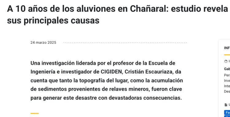 UC | A 10 años de los aluviones en Chañaral: estudio revela sus principales causas