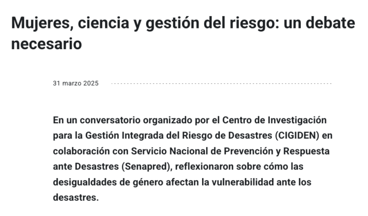UC | Mujeres, ciencia y gestión del riesgo: un debate necesario