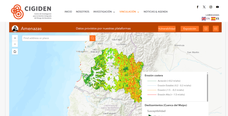 Nueva Central de Plataformas CIGIDEN centraliza el acceso a herramientas y a datos geoespaciales para la Gestión del Riesgo de Desastre